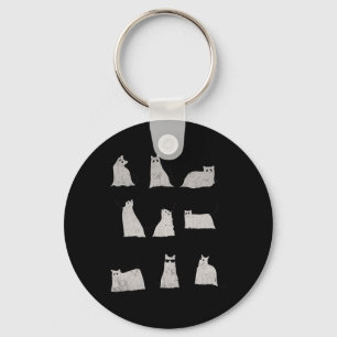 Scary Boo Cute Ghost Cat Kitty Vintage Halloween C Key Ring