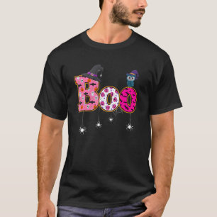 Scary Boo Owl With Witch Hat Spider Halloween Cost T-Shirt
