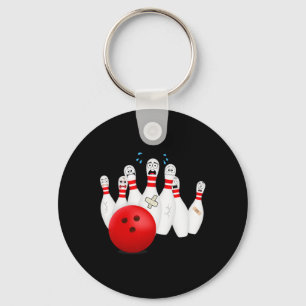 Scary Bowling Pins. Funny Bowling Gift Key Ring