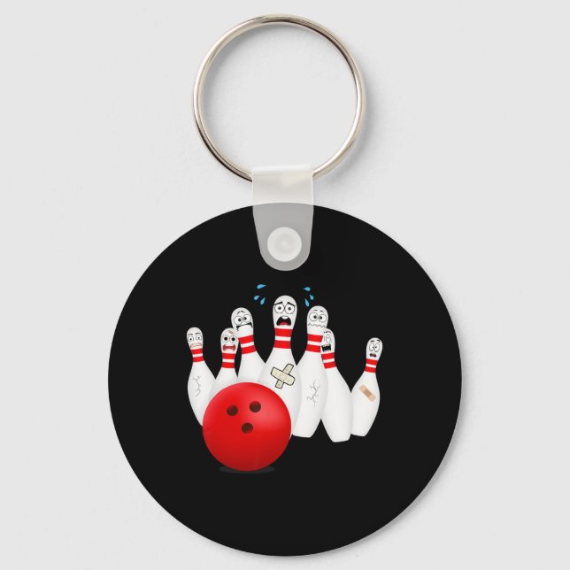 Scary Bowling Pins. Funny Bowling Gift  Key Ring (Front)