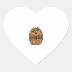 Scary Bright Halloween Pumpkins Bats Broomstick_1 Heart Sticker
