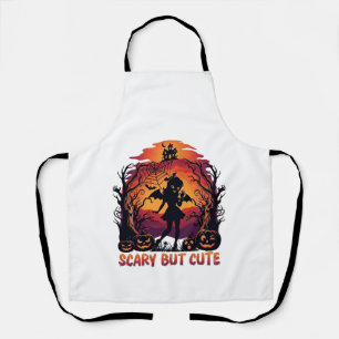 Scary But Cute Halloween Bat Girl Pumpkins Haunted Apron
