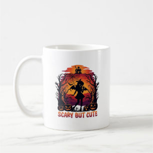 Scary But Cute Halloween Bat Girl Pumpkins Haunted Coffee Mug
