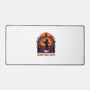 Scary But Cute Halloween Bat Girl Pumpkins Haunted Desk Mat
