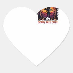Scary But Cute Halloween Bat Girl Pumpkins Haunted Heart Sticker