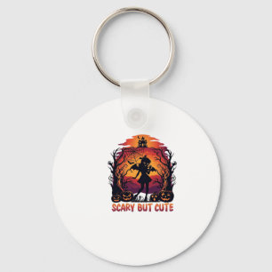 Scary But Cute Halloween Bat Girl Pumpkins Haunted Key Ring
