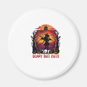 Scary But Cute Halloween Bat Girl Pumpkins Haunted Magnet