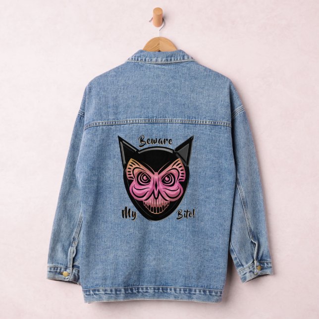 Scary Butterfly Cat Skull Denim Jacket (Hangar)