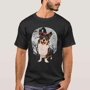 Scary Cardigan Welsh Corgi Dog Witch Hat Halloween T-Shirt