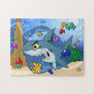 Scary Cartoon Shark Jigsaw Puzzle