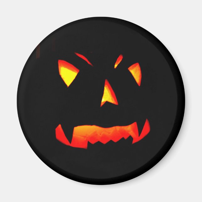 Scary Carved Halloween Pumpkin Face Magnet (Front)