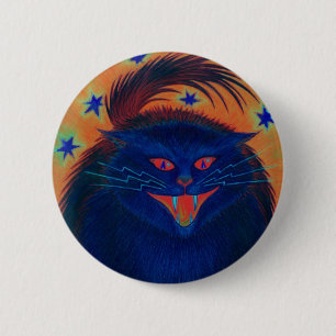 Scary Cat Blue button round