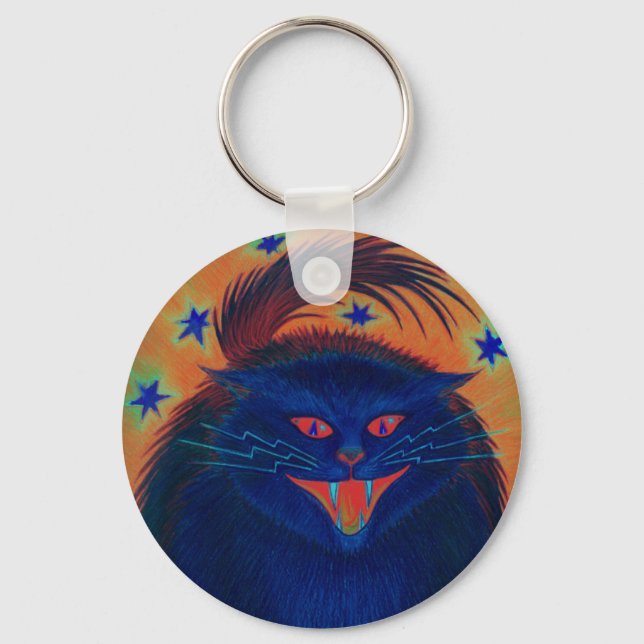 Scary Cat Blue keychain (Front)
