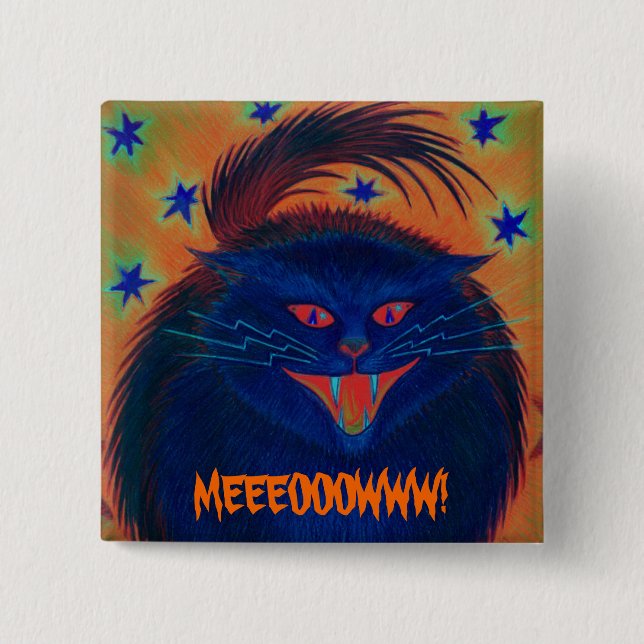 Scary Cat Blue 'MEEEOOOWWW!' button (Front)