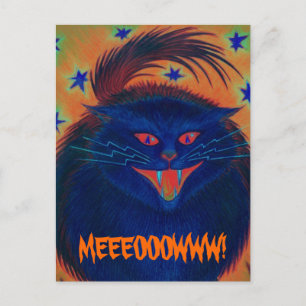 Scary Cat Blue 'MEEEOOOWWW!' postcard