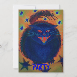 Scary Cat Blue 'Party' invitation
