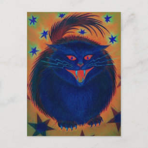 Scary Cat Blue postcard