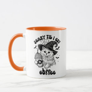 Scary Cat Coffee Lover Funny Halloween Mug