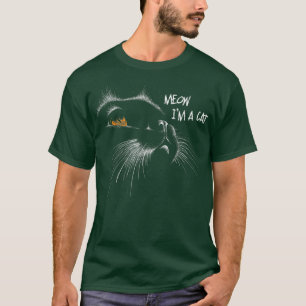 Scary Cat Face Yellow Eyes Funny Cat Lover Hallowe T-Shirt