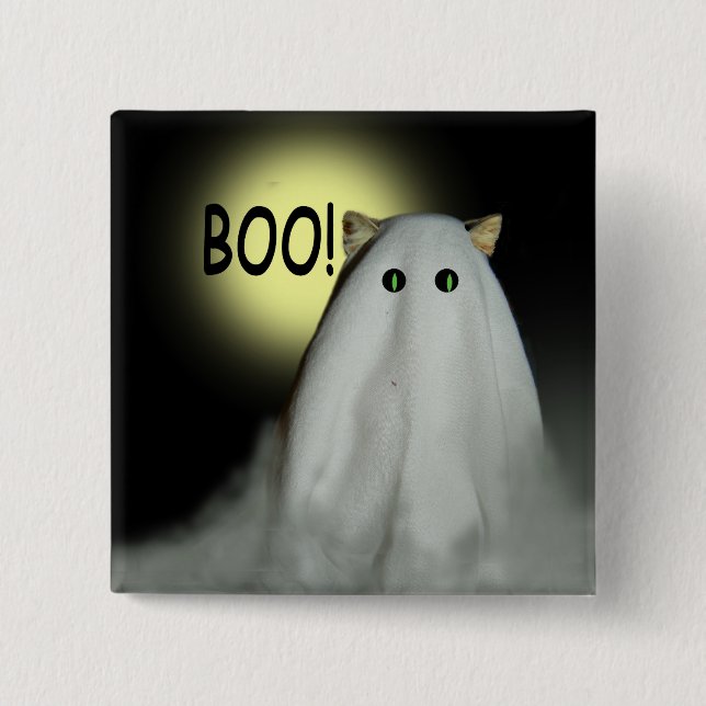 Scary Cat Halloween Square Pin (Front)