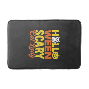 Scary Cat Lady Halloween Design_1 Bath Mat