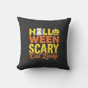 Scary Cat Lady Halloween Design_1 Cushion