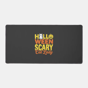 Scary Cat Lady Halloween Design_1 Desk Mat