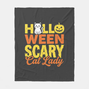 Scary Cat Lady Halloween Design_1 Fleece Blanket