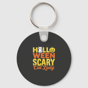 Scary Cat Lady Halloween Design_1 Key Ring