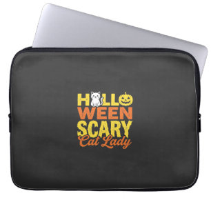 Scary Cat Lady Halloween Design_1 Laptop Sleeve