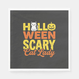 Scary Cat Lady Halloween Design_1 Napkin