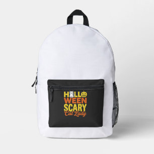 Scary Cat Lady Halloween Design_1 Printed Backpack
