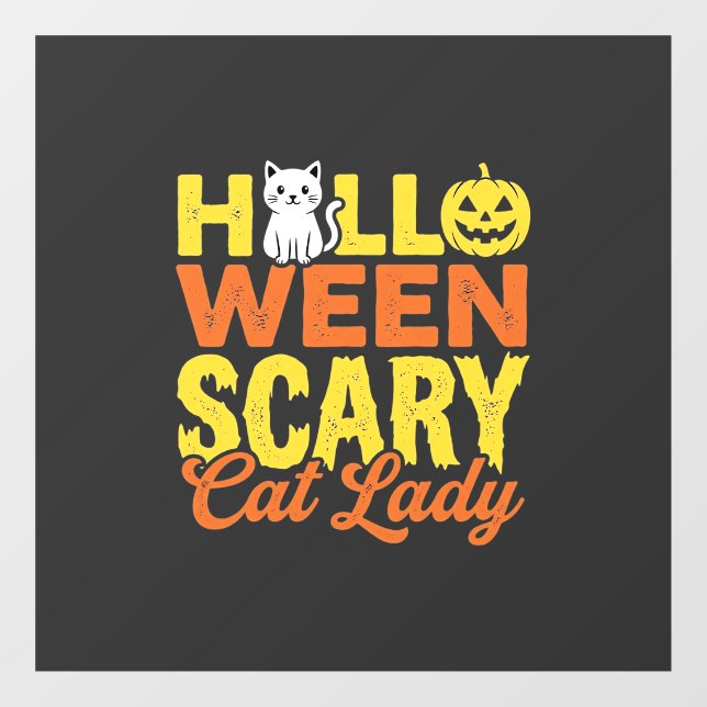 Scary Cat Lady Halloween Design_1 Window Cling (Sheet)