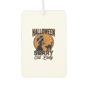 Scary Cat Lady Halloween Witch Web Vintage Shirt_1 Car Air Freshener
