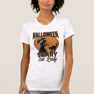 Scary Cat Lady Halloween Witch Web Vintage Shirt_1 T-Shirt
