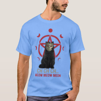 Scary Cat Pentagram Horror Halloween Party vintage T-Shirt