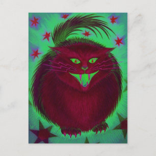 Scary Cat Red postcard