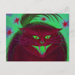 Scary Cat Red postcard horizontal