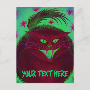 Scary Cat Red 'Your Text' postcard