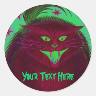 Scary Cat Red 'Your Text' sticker