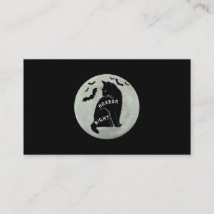 Scary Cat Saying Horror Night With Bats Halloween Business Card