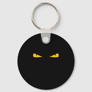 scary cat yellow eyes key ring