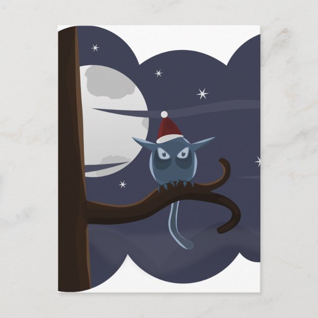 scary christmas owl holiday postcard (Front)