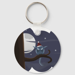 scary christmas owl key ring