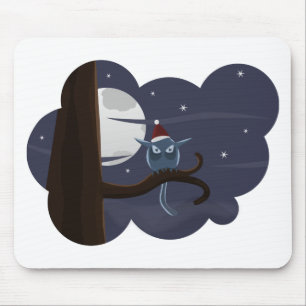scary christmas owl mouse mat