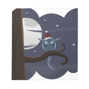 scary christmas owl notepad
