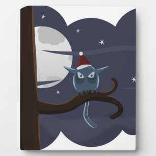 scary christmas owl plaque