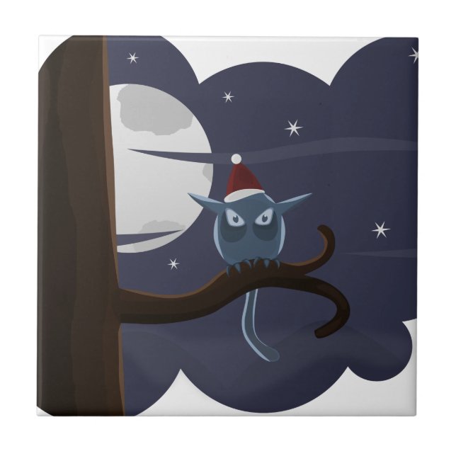 scary christmas owl tile (Front)