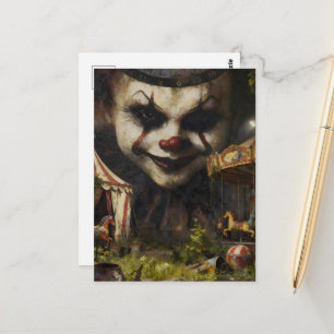 Scary Clown at the Abandoned Circus Postcard