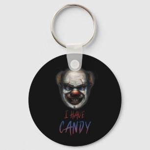 Scary Clown Creepy Halloween Shirt Have Candy Key Ring